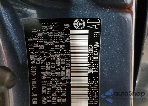 2018 Toyota Corolla L из США, поврежденный, VIN 2T1BURHE1JC970433